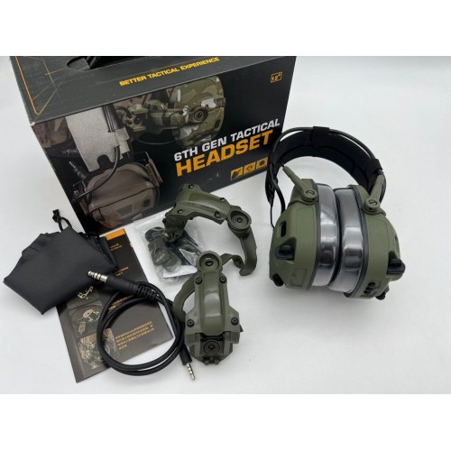 6TH GEN TACTICAL HEADSET тактическая гарнитура, звукосниматель и шумоподавление, активные в Нижнекамске